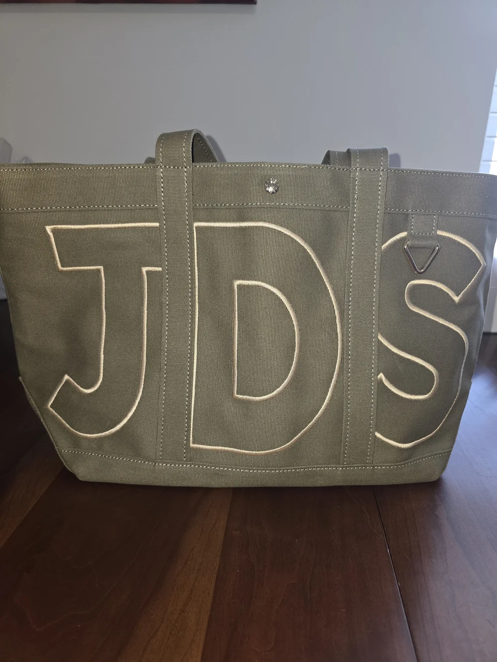 Baublebar NEW JDS Olive Canvas Tote Bag with Contrast Stitching